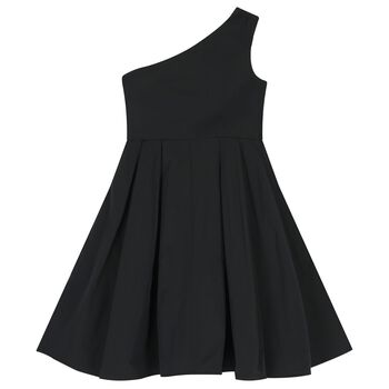 Girls Black One Shoulder Dress