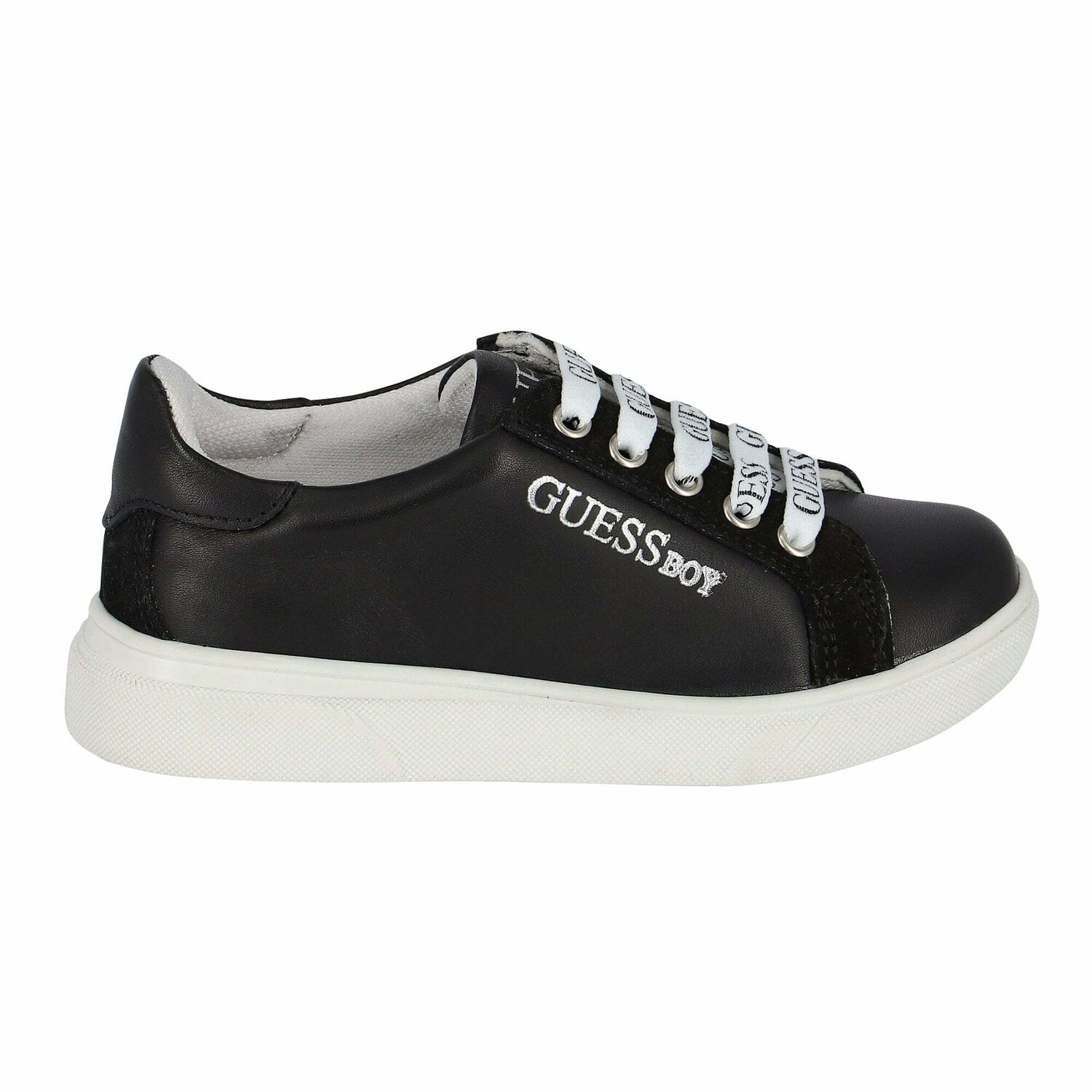 Boys Black Logo Trainers, 1, hi-res