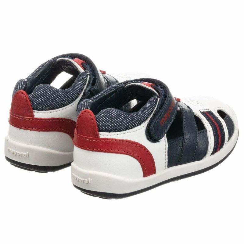 حذاء جلد باللون الابيض والكحلي للاولاد, 1, hi-res image number null