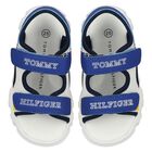 Boys White & Blue Logo Sandals, 1, hi-res