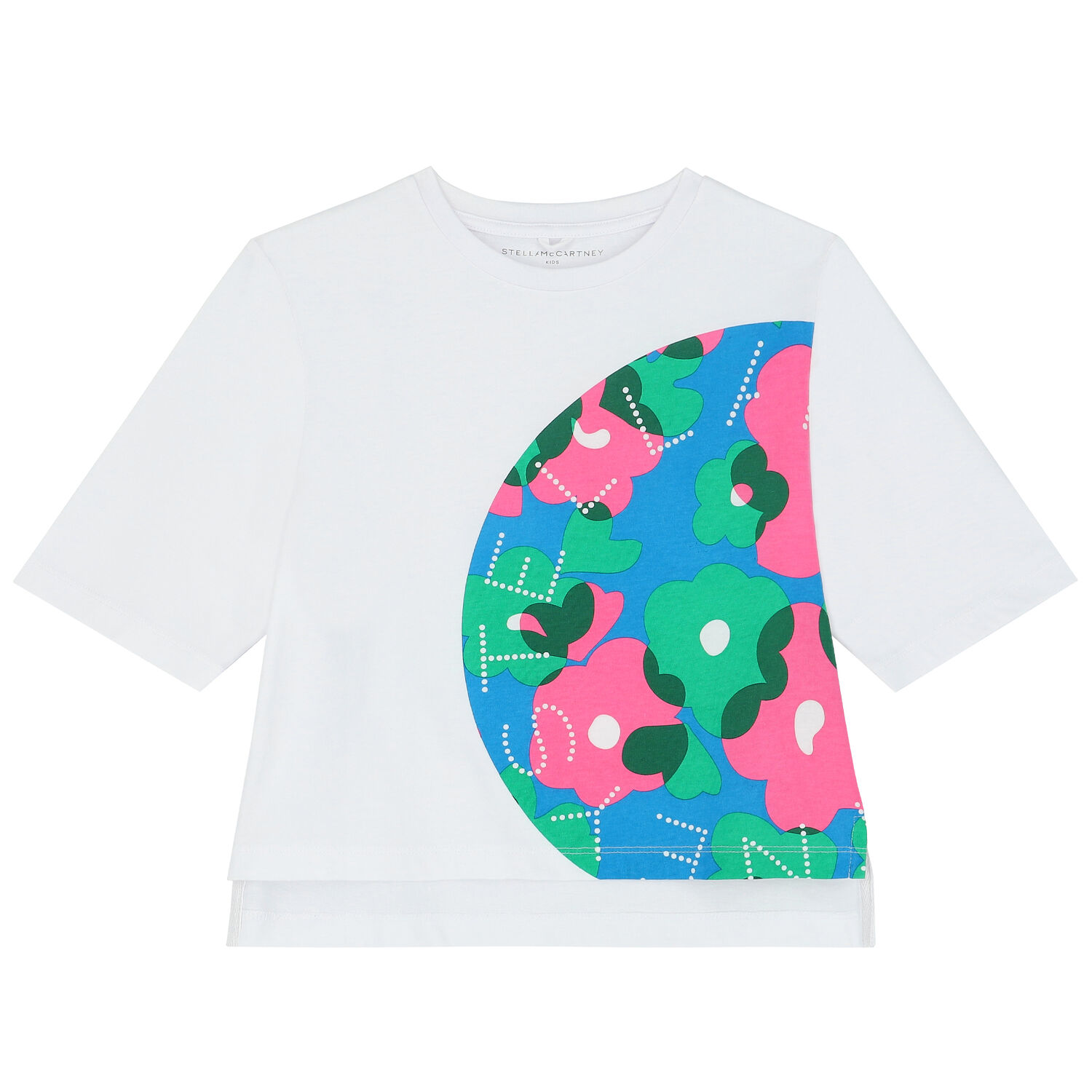 توب باكمام بالشعار باللون الابيض للبنات , 1, hi-res