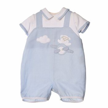 Baby Boys Blue Cotton Romper