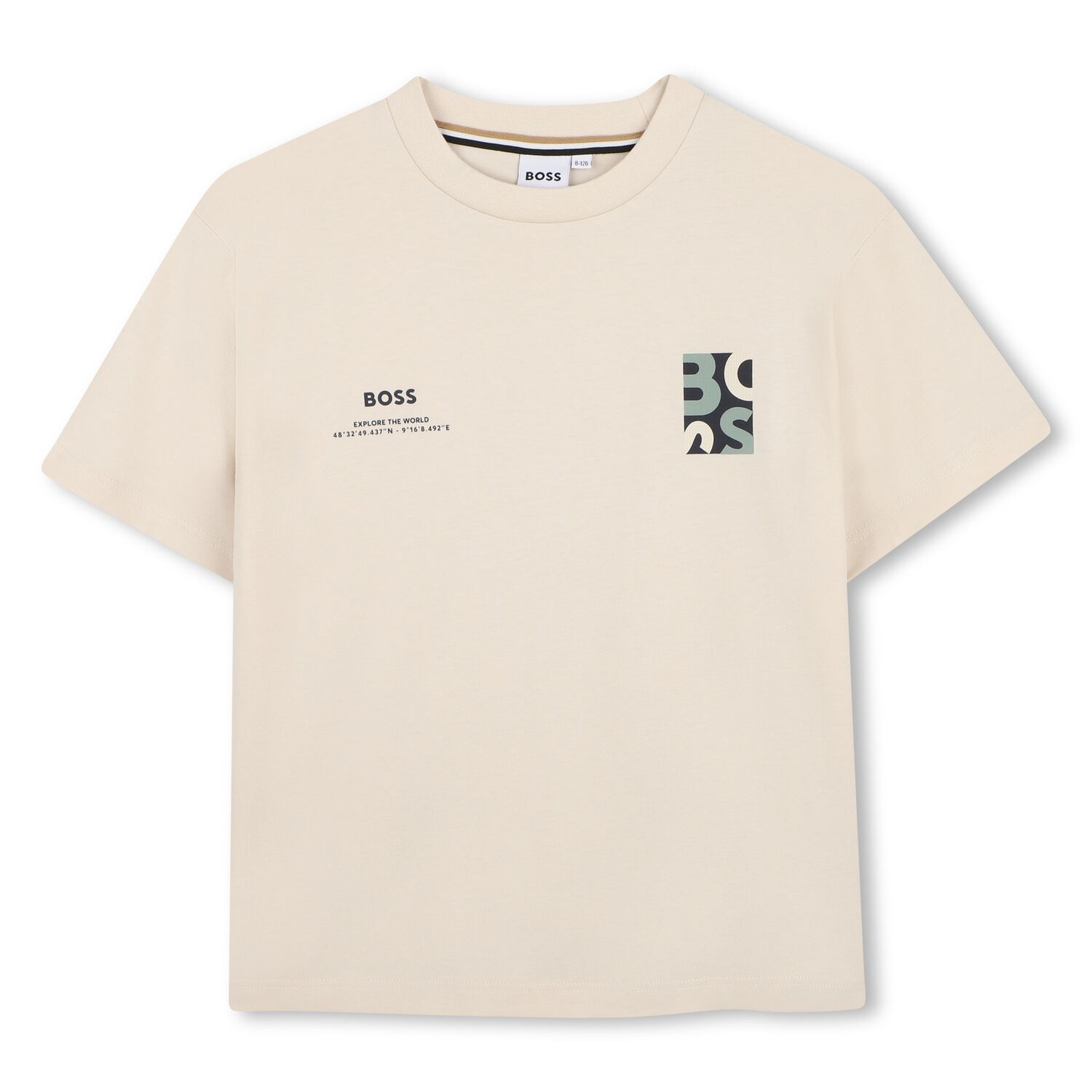 Boys Beige Logo T-Shirt, 2, hi-res