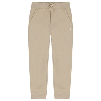Boys Beige Logo Joggers