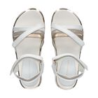 Girls White & Gold Logo Sandals, 1, hi-res