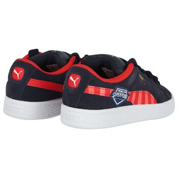 Boys Navy Blue Suede Super Puma Trainers
