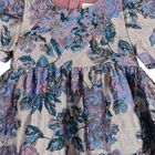Girls Lilac & Blue Floral Jacquard Dress, 1, hi-res