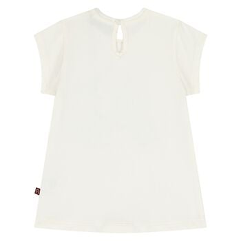 Younger Girls Ivory Butterflies Logo T-Shirt