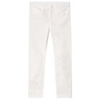 Boys White Chino Trousers, 1, hi-res