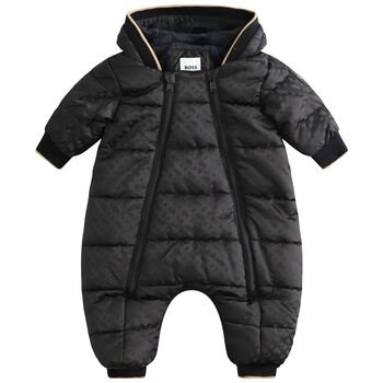 Baby Boys Black Logo Snowsuit