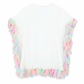 White & Rainbow Petal Kaftan