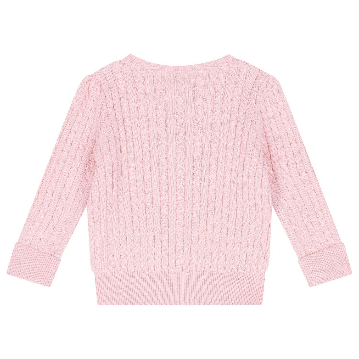 Baby Girls Pink Logo Cable Knit Cardigan, 1, hi-res