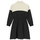 فستان بنات بالشعار باللون العاجى والاسود , 1, hi-res