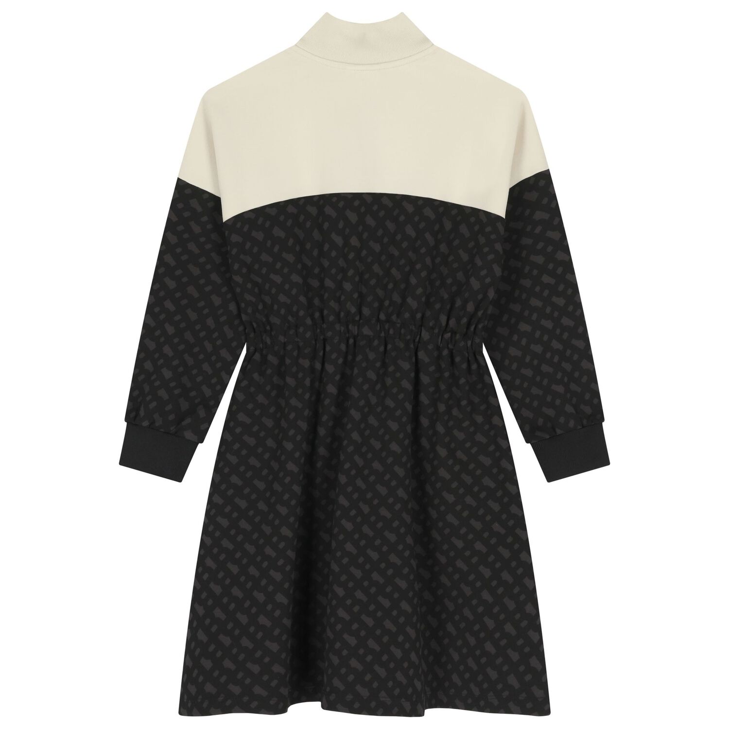 فستان بنات بالشعار باللون العاجى والاسود , 1, hi-res