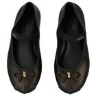 Girls Black Bow Shoes, 1, hi-res