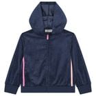 توب هودي  بسحاب باللون الكحلي والوردي للفتيات , 1, hi-res