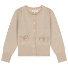 Girls Gold Bow Cardigan, 1, hi-res
