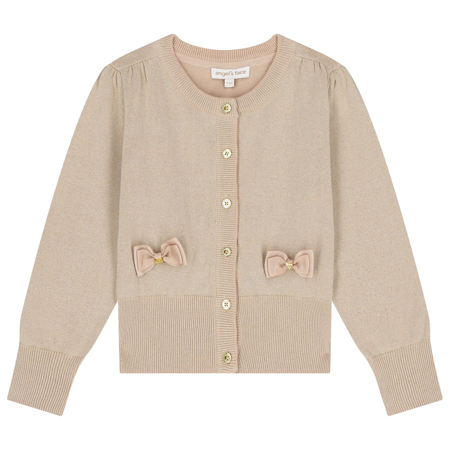 Girls Gold Bow Cardigan, 1, hi-res