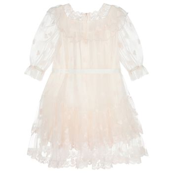 Girls Pink Embroidered Tulle Dress