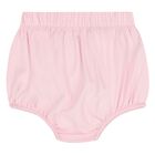 طقم فستان وردي وأبيض بشعار للبنات الصغيرات, 1, hi-res