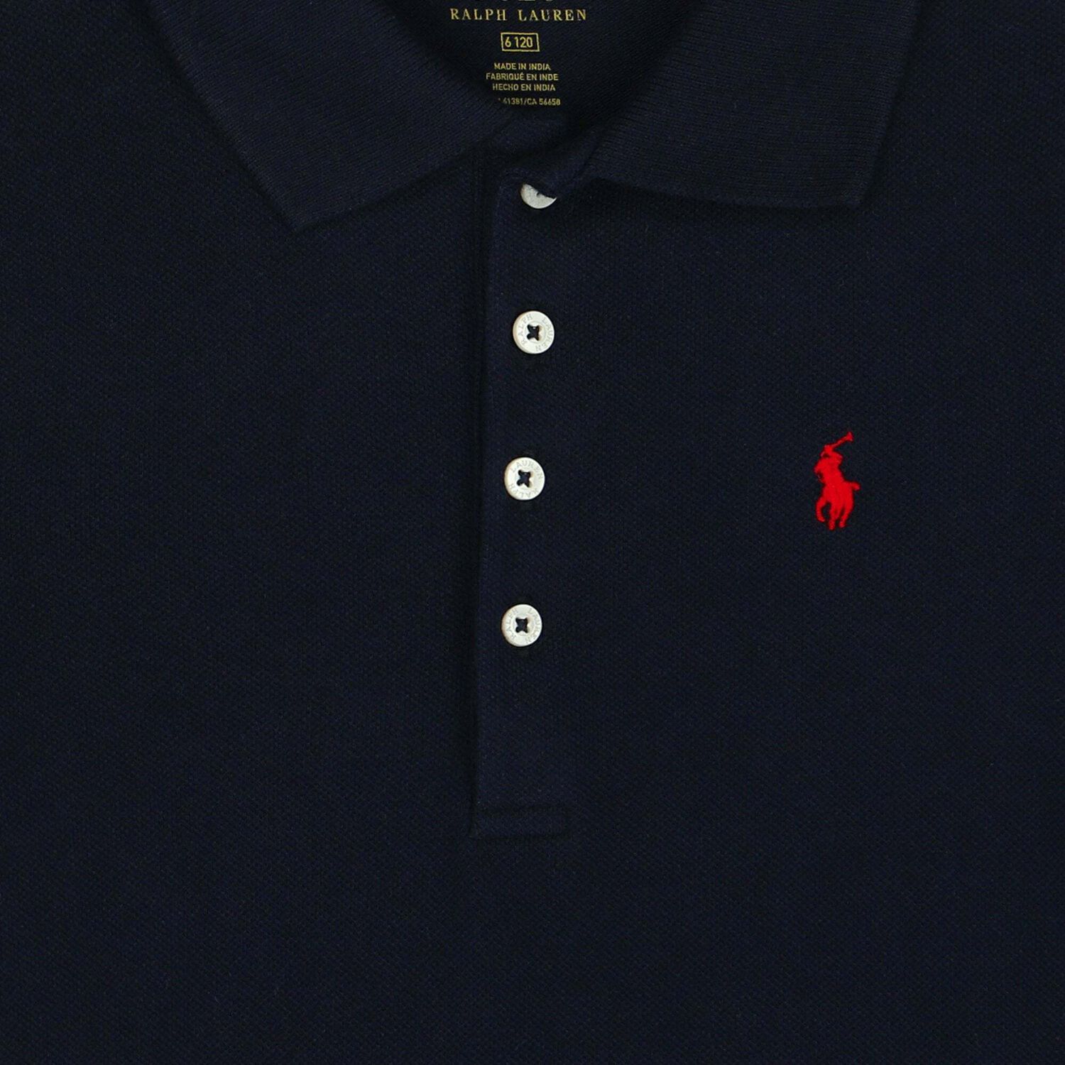 فستان بولو بالشعار باللون الكحلى للبنات , 1, hi-res