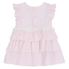 Younger Girls Pink & White Striped Dress, 1, hi-res