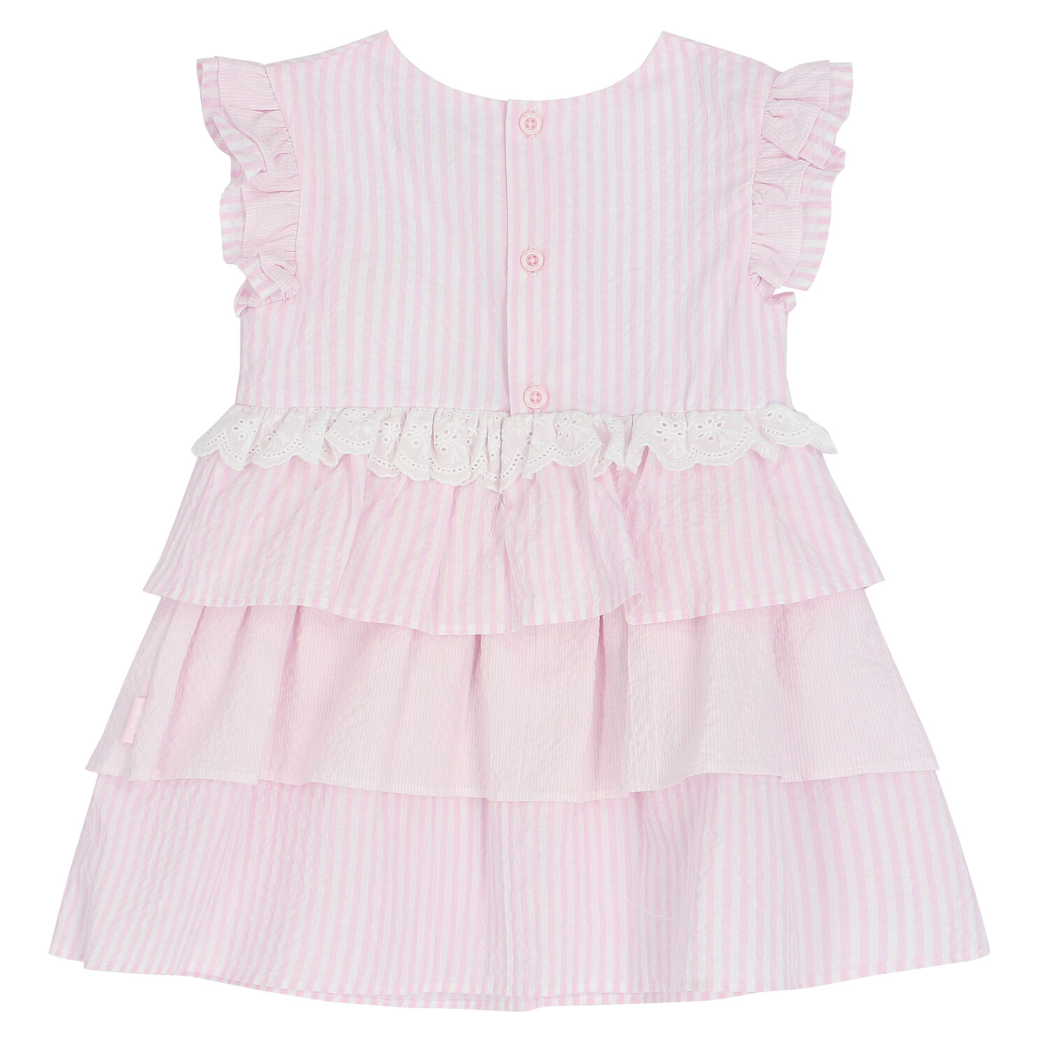 Younger Girls Pink & White Striped Dress, 1, hi-res