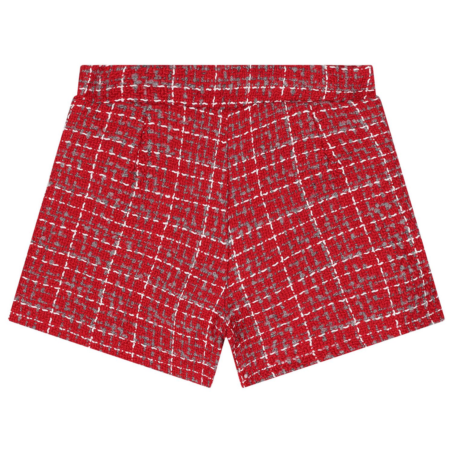 Girls Red Tweed Shorts, 1, hi-res