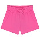 Younger Girls White & Pink Shorts Set, 1, hi-res