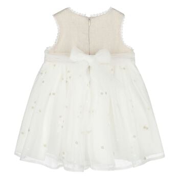 Younger Girls Gold & White Flower Dress