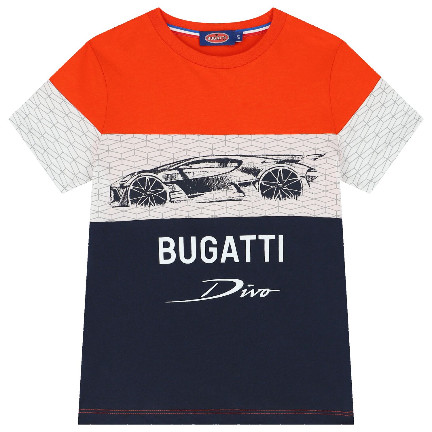 تيشيرت أولاد بالشعار باللون البرتقالى والأبيض والكحلى, 1, hi-res