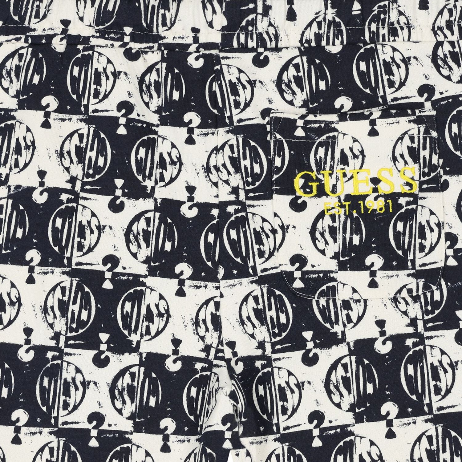 Boys Navy Blue & Ivory Logo Shorts, 2, hi-res image number null