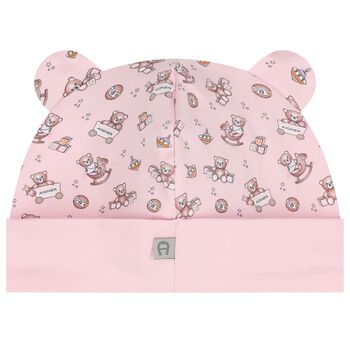 Baby Girls Pink Teddy Bear Logo Hat