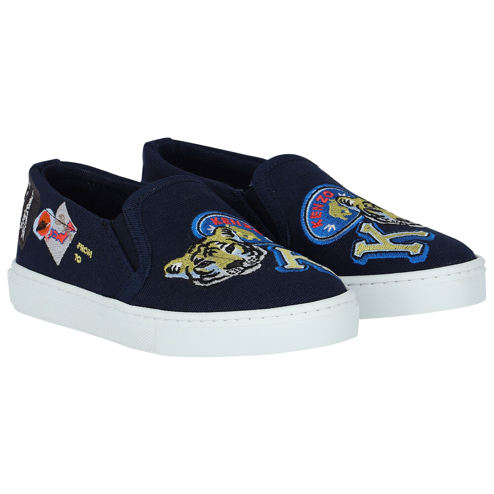 KENZO KIDS Navy Blue Slip-On Trainers | Junior Couture QA
