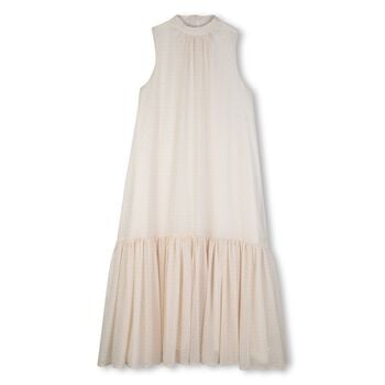 Girls Beige Logo Sleeveless Dress