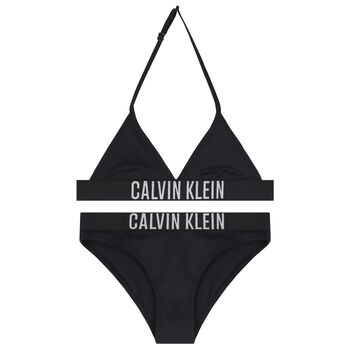 Girls Black Logo Bikini