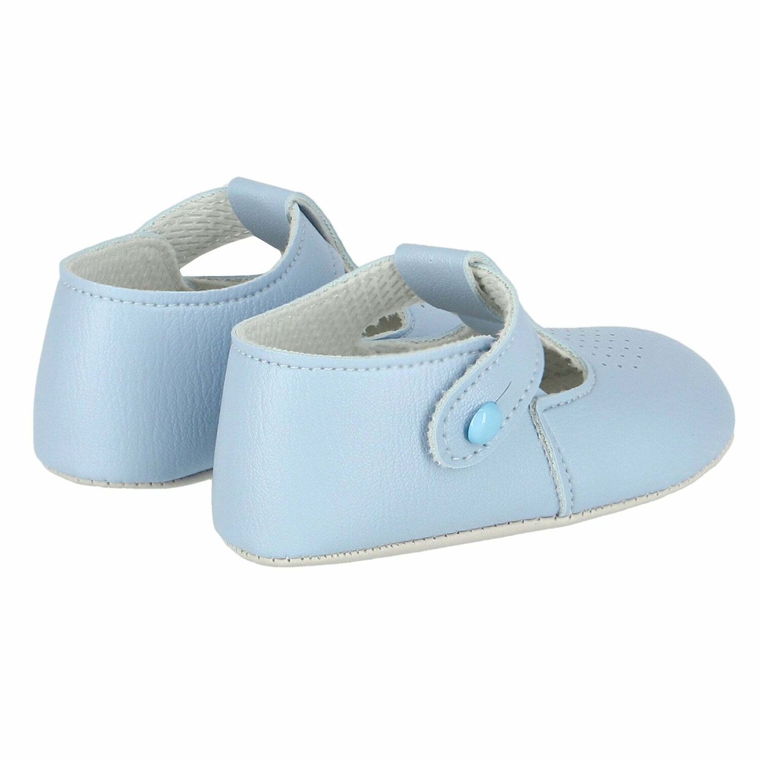 Baby Blue Leather Pre Walker Shoes , 3, hi-res