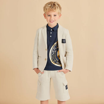 Boys Beige Logo Shorts
