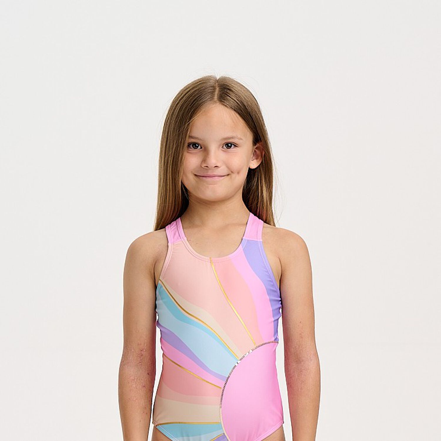 شورت سباحة بنات بطبعة الشمس باللون الوردي, 1, hi-res image number null