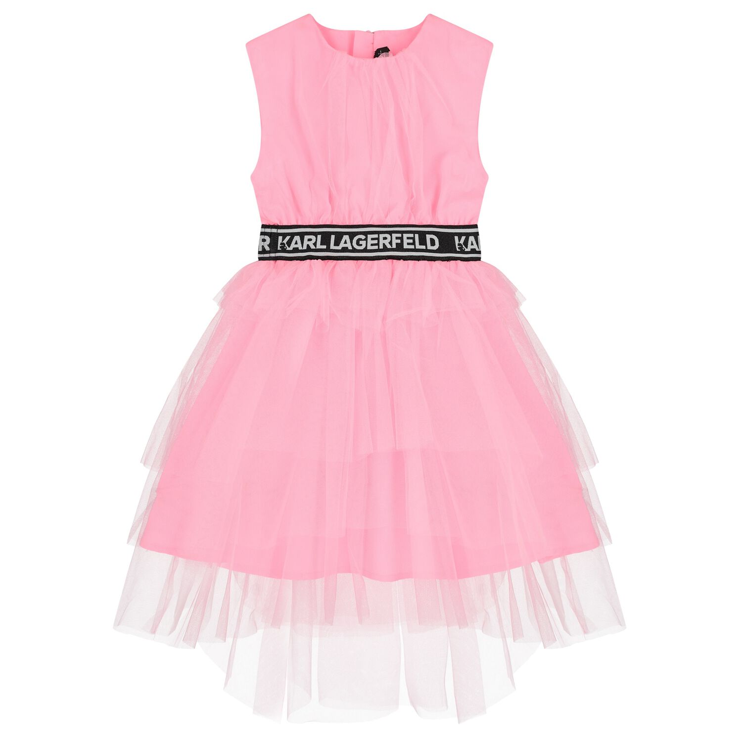Girls Pink Logo Tulle Dress, 1, hi-res