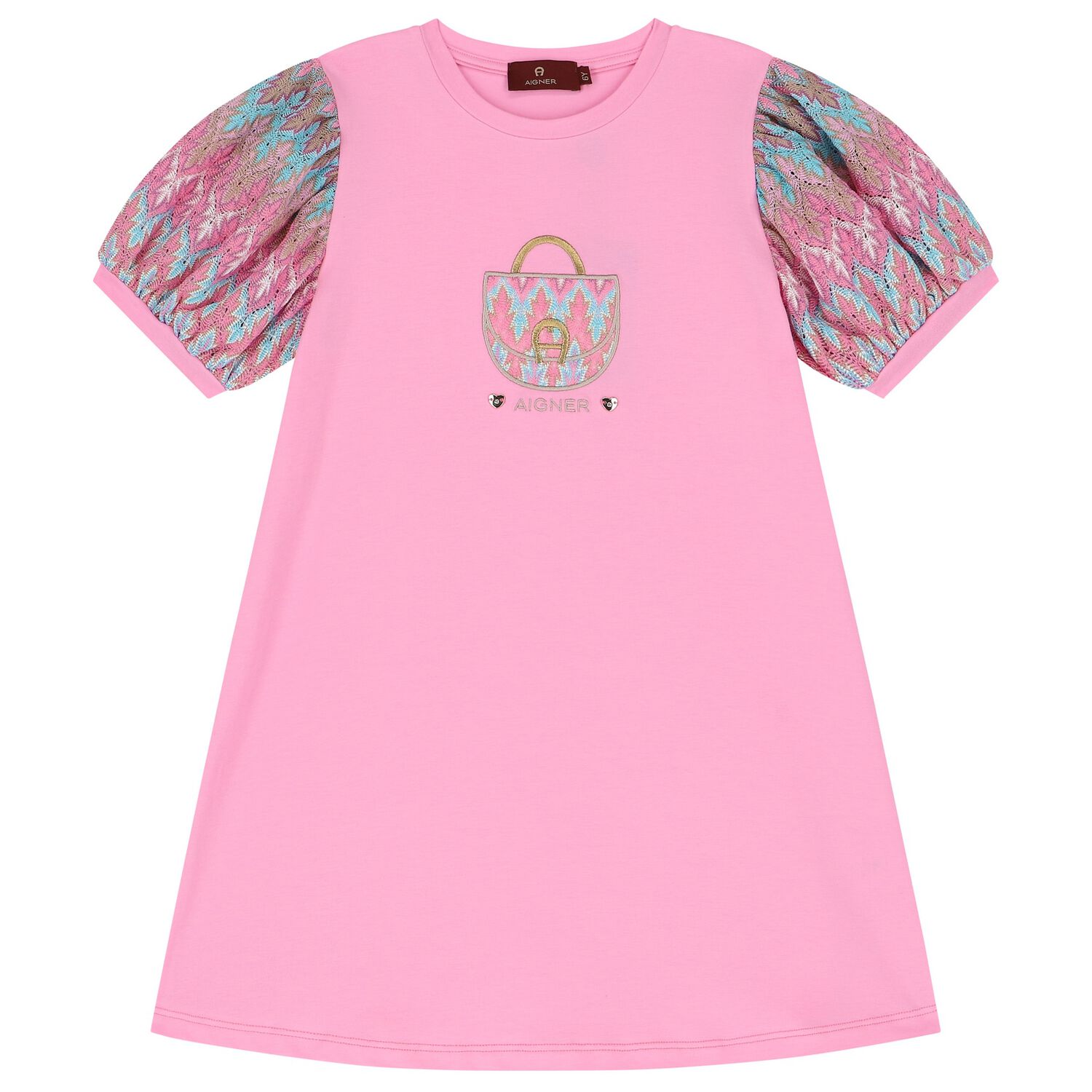 Girls Pink Logo Bag Dress, 2, hi-res