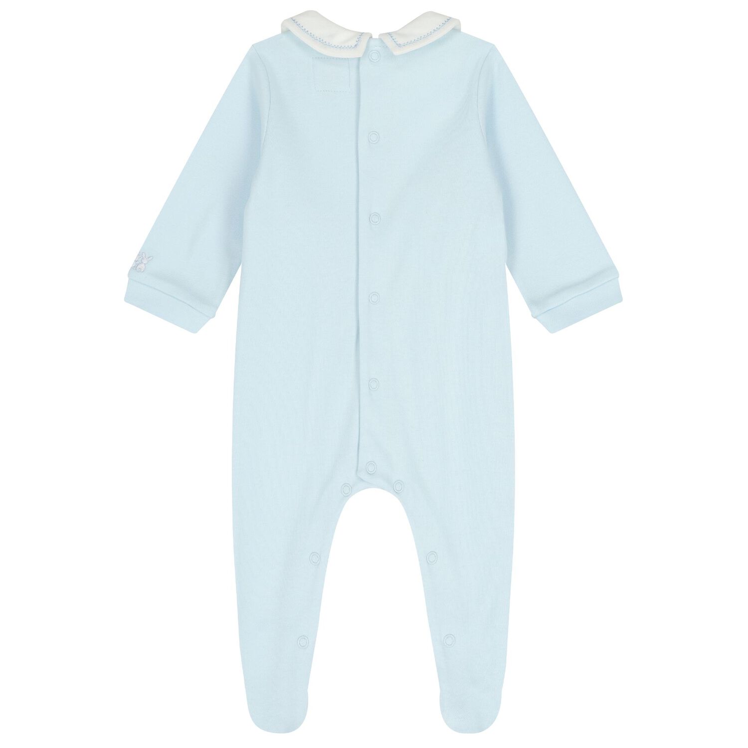 Baby Boys White & Blue Babygrow, 1, hi-res