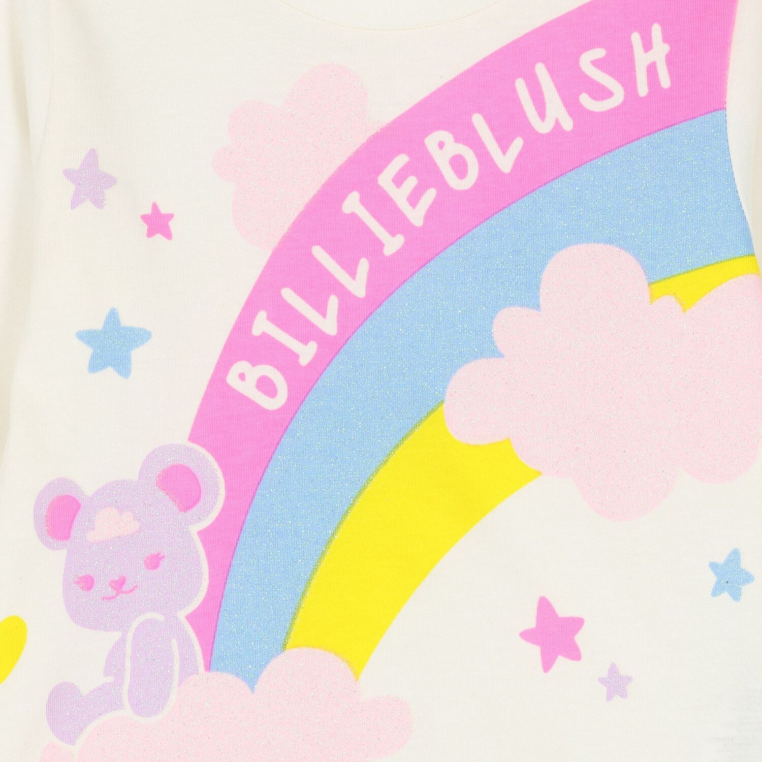 Younger Girls Ivory Glitter Logo Long Sleeve Top, 1, hi-res image number null