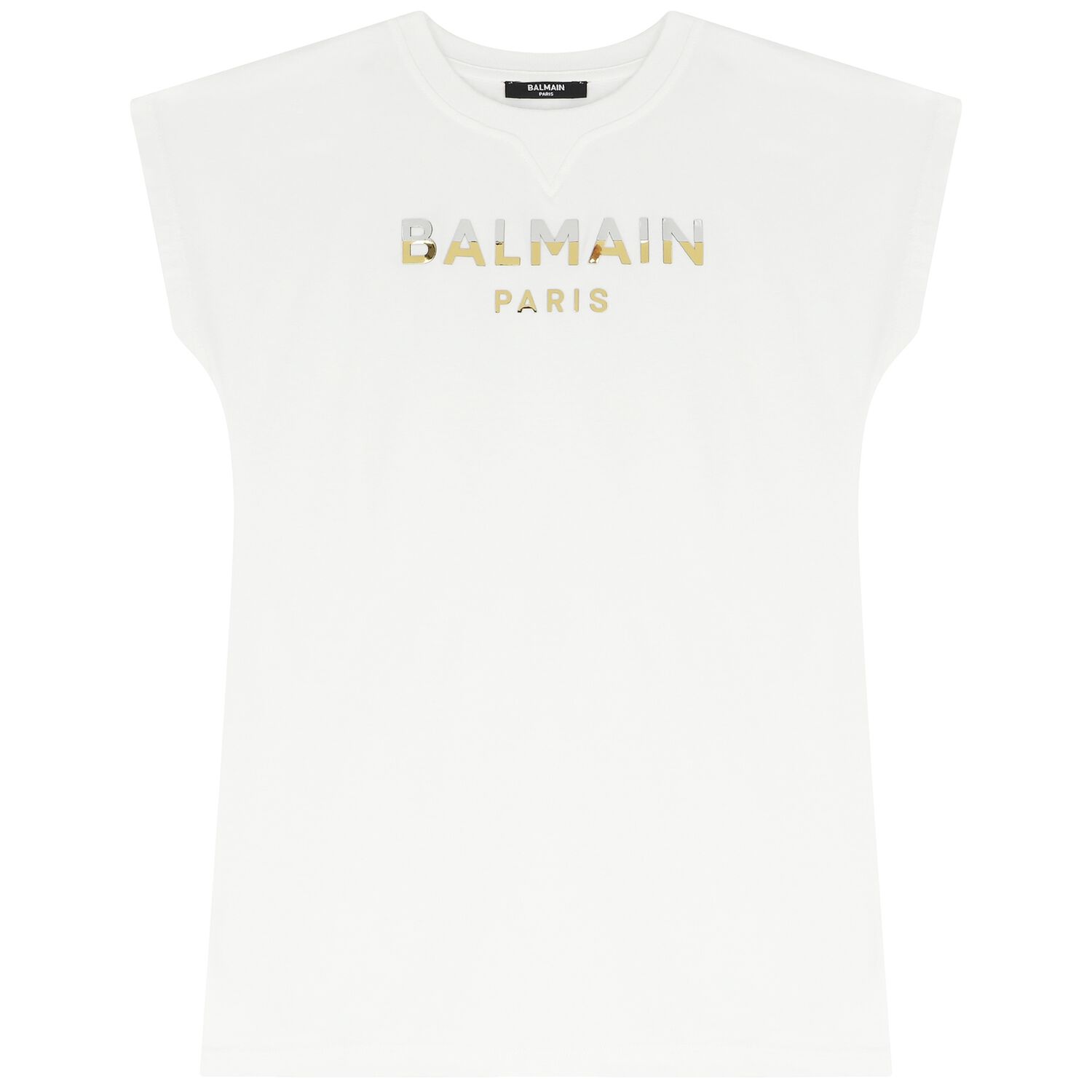 فستان بنات بالشعار باللون الأبيض, 1, hi-res