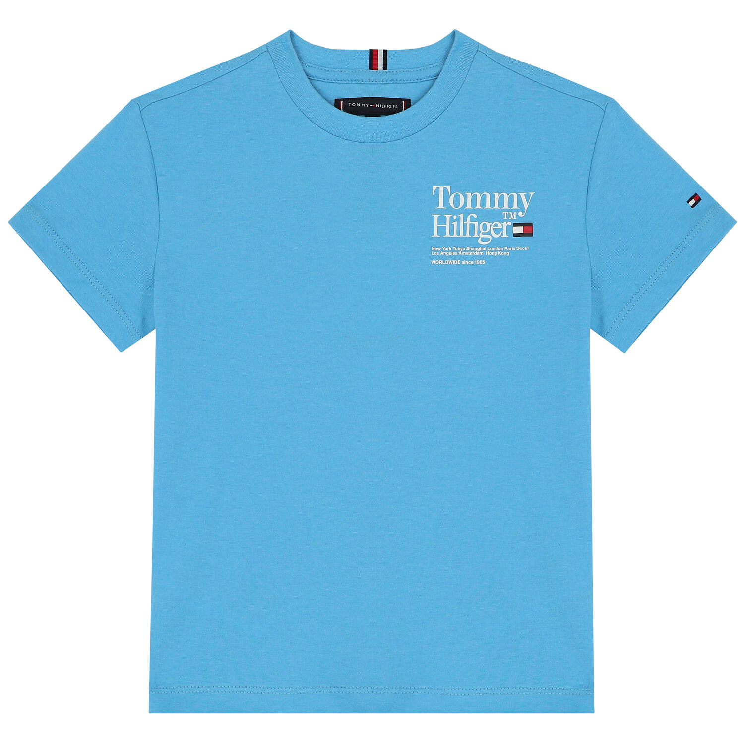 تيشيرت أولاد بالشعار باللون الأزرق, 3, hi-res