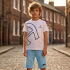 Younger Boys Blue Logo Shorts, 1, hi-res