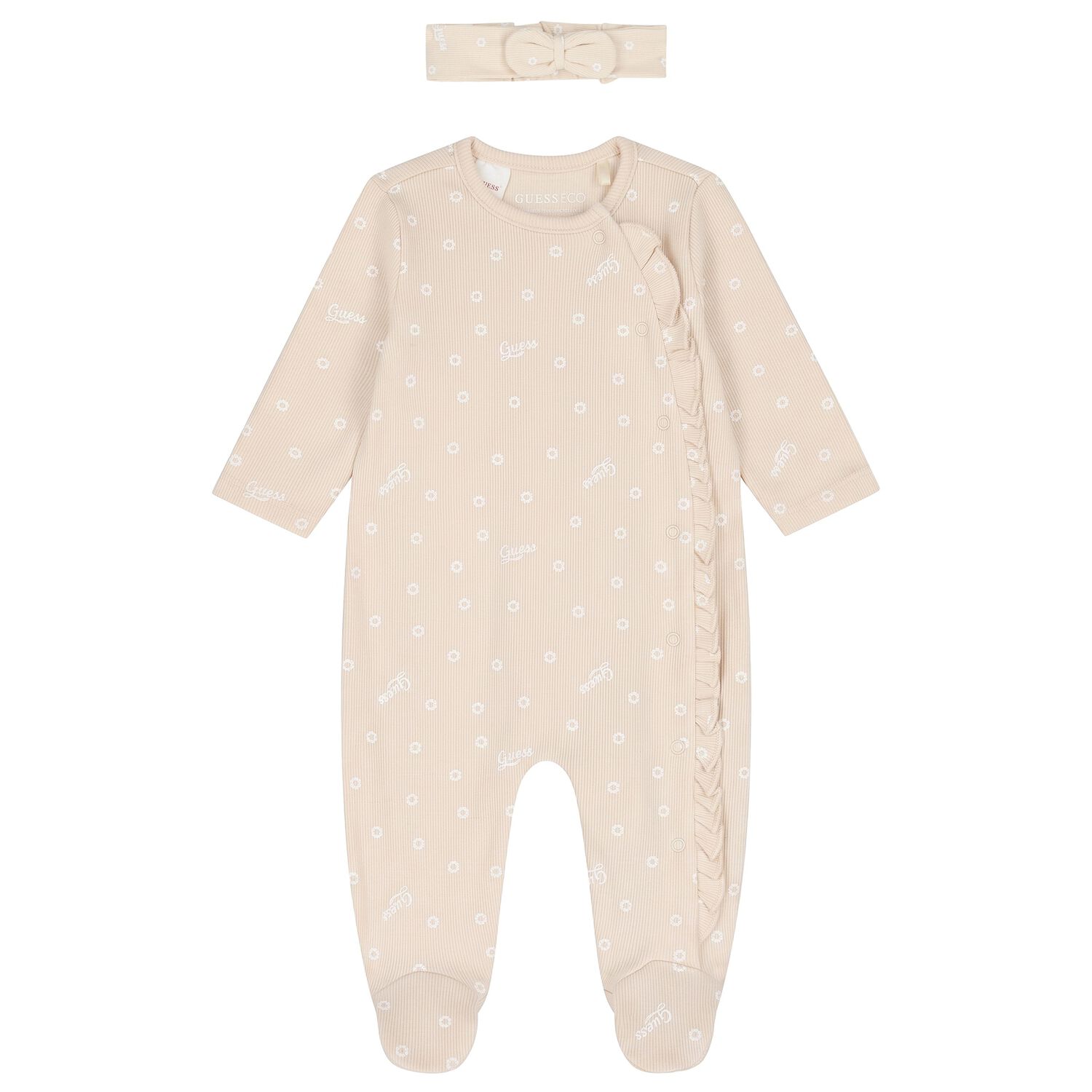 Baby Girls Beige Floral Babygrow Gift Set, 1, hi-res