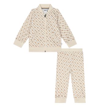 Younger Boys Beige Logo Tracksuit
