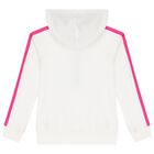 Girls White Logo Hooded Top, 1, hi-res