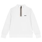 Boys White Logo Sweatshirt, 2, hi-res